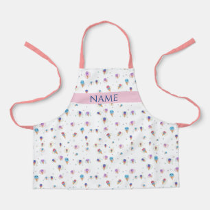 Custom Name - Cute Ice Cream Pattern Kids Apron