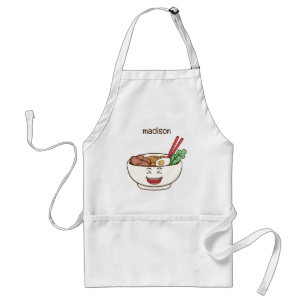Custom Name Cute Kawaii Noodles Adult Apron