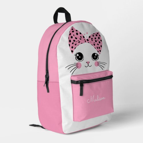 Custom Name Cute Kitten Printed Backpack