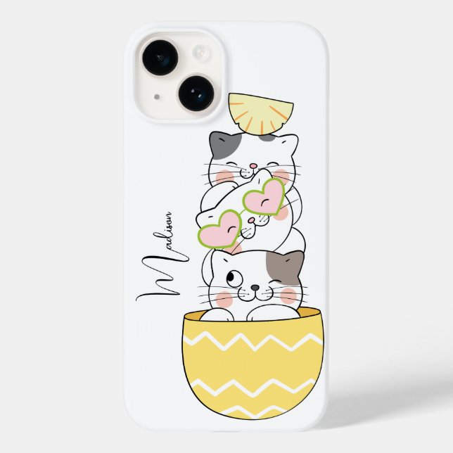 Custom Name Cute Kittens Case-Mate iPhone Case (Back)