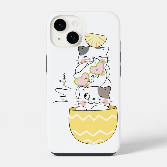 Custom Name Cute Kittens Iphone Case (Back)