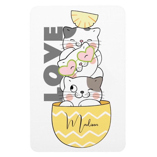 Custom Name Cute Kittens Magnet (Vertical)