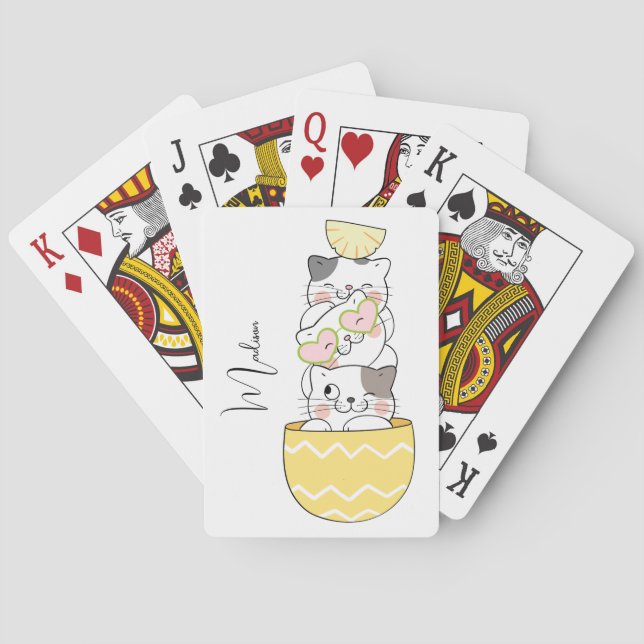 Custom Name Cute Kittens Poker Cards (Back)