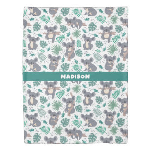 Custom Name Cute Koalas Pattern Duvet Cover