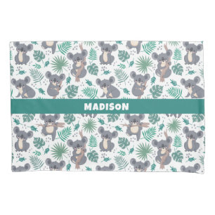 Custom Name Cute Koalas Pattern Pillow Case