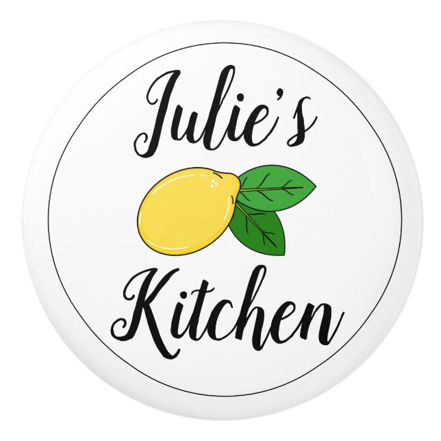 Custom Name Cute Lemon Design Kitchen Drawer Pull (Front)