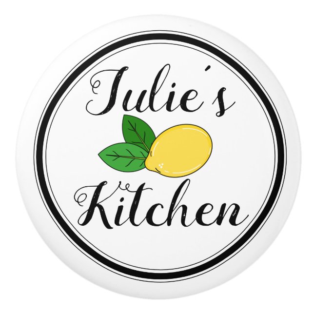 Custom Name Cute Lemon Design Kitchen Drawer Pull (Front)