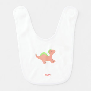 Custom name Cute little, dinosaur baby bib