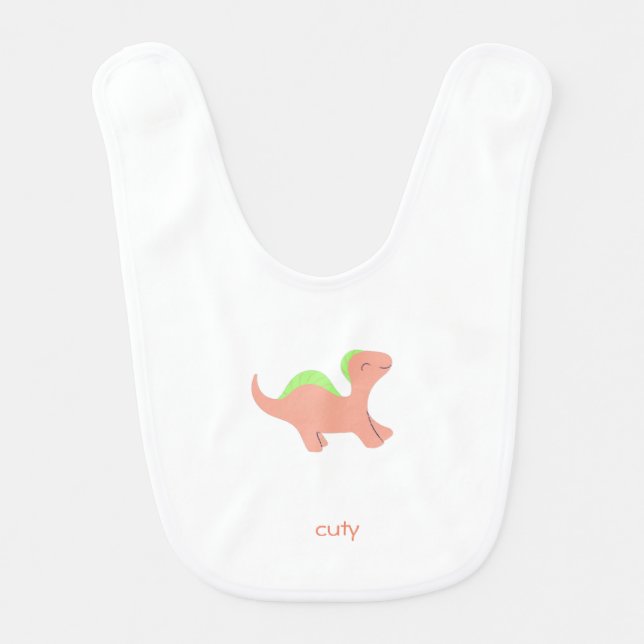 Custom name Cute little, dinosaur baby bib (Front)