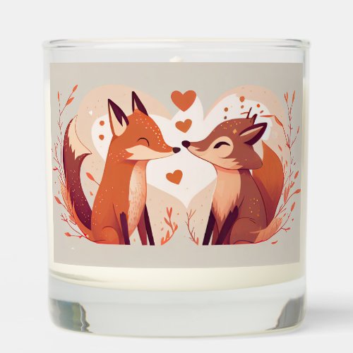 Custom Name Cute Little Foxes sending Love Scented Candle