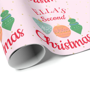 Custom Name Cute Ornament Toddler Christmas Wrapping Paper