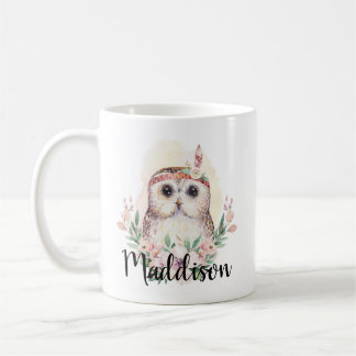 Custom Name Cute Owl Mom Nurse Teacher Gift Coffee Mug