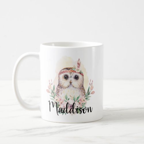 Custom Name Cute Owl Mom Nurse Teacher Gift Coffee Mug