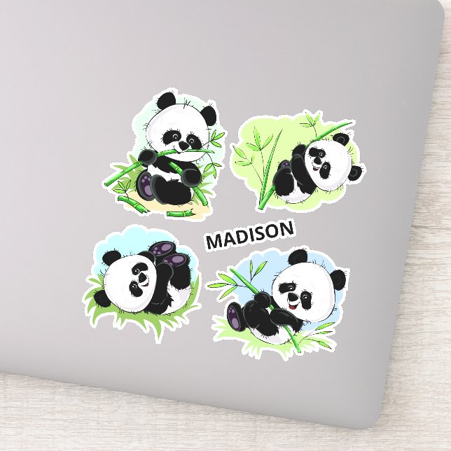 Custom name Cute Panda stickers | Zazzle