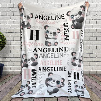Custom Name Cute Pandas  Sherpa Blanket
