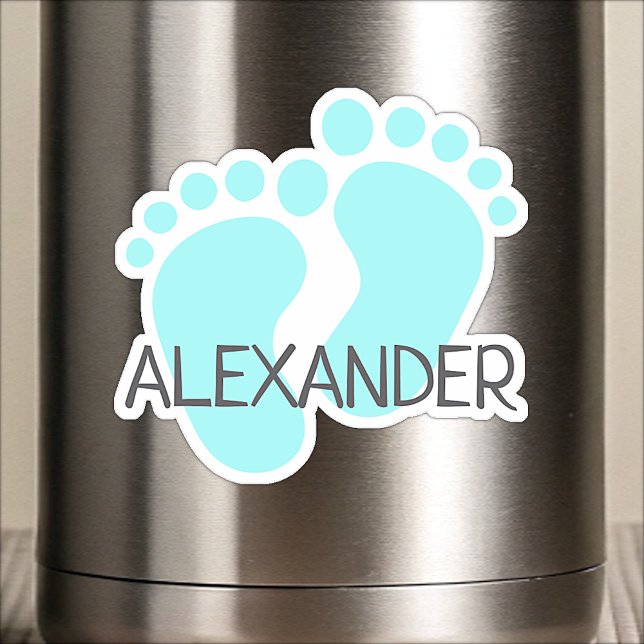 Custom Name Cute Pastel Blue Baby Feet Toes Kids  Sticker (Creator Uploaded)