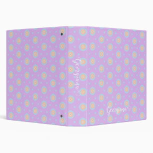 Custom Name Cute Pastel Rainbow Bullseyes Pattern 3 Ring Binder