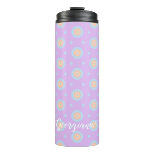 Custom Name Cute Pastel Rainbow Bullseyes Pattern Thermal Tumbler
