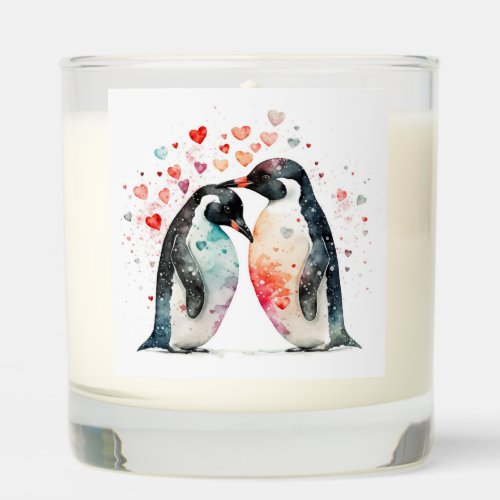 Custom Name Cute Penguin Birds sending Love Scented Candle