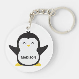 Custom name cute penguin keychain