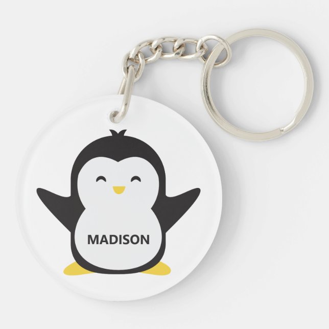 Custom name cute penguin keychain (Back)
