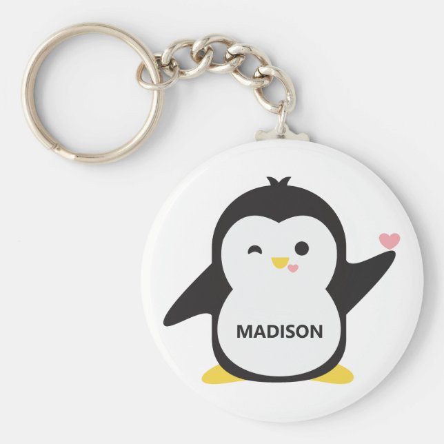 Custom name cute penguin keychain (Front)