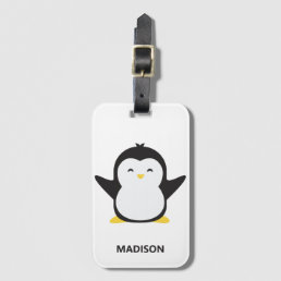 Custom name cute penguin luggage tag