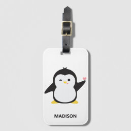 Custom name cute penguin luggage tag