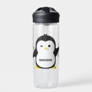 Custom Name Cute Penguin Water Bottle