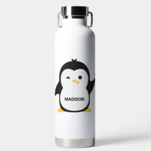 Custom Name Cute Penguin Water Bottle