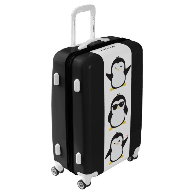 Custom name Cute Penguins Luggage (Rotated Left)