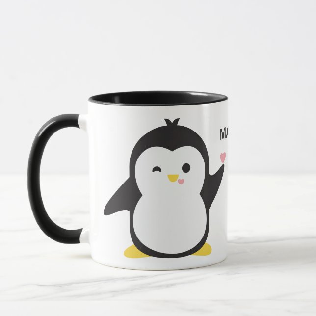 Custom name cute penguins mugs (Left)