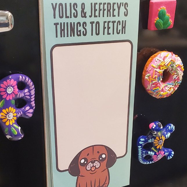 Custom Name Cute Puggle Things To Fetch  Magnetic Notepad (Custom Name Cute Puggle Things To Fetch Magnetic Notepad)