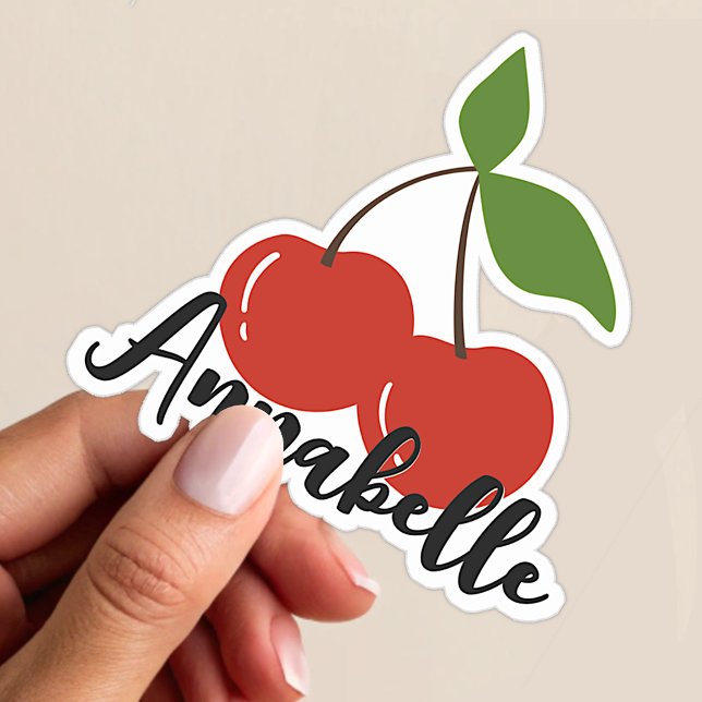 Custom Name Cute Red Cherries Cherry Graphic Sweet Sticker (Creator Uploaded)