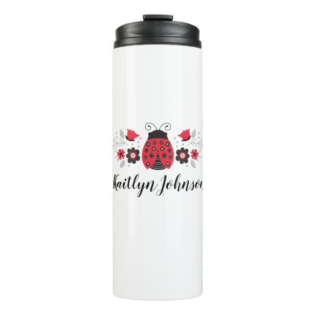 Custom Name Cute Red Ladybug Thermal Tumbler (Front)