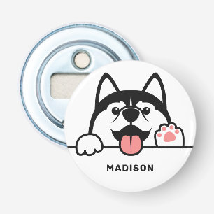 Custom Name Cute Siberian Husky Bottle Opener