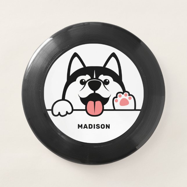 Custom Name Cute Siberian Husky Wham-O Frisbee (Front)