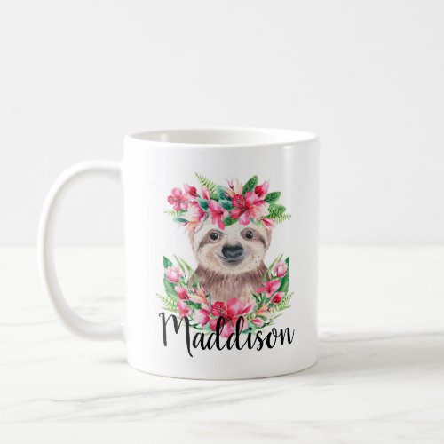 Custom Name Cute Sloth Mug Mom Nurse Teacher Gift