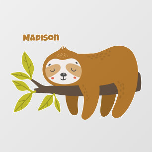 Custom Name Cute Sloth Window Cling