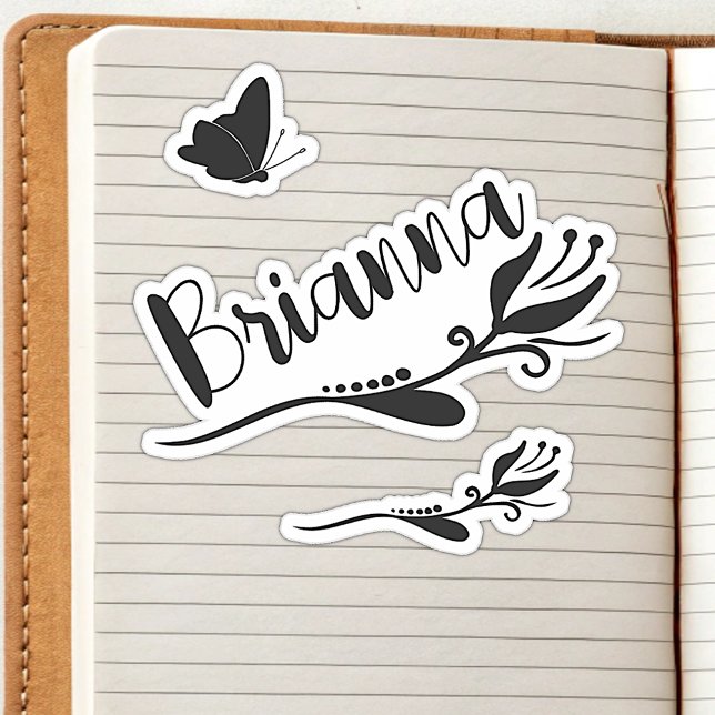 Custom Name Cute Tulip Flower and Butterfly Sweet Sticker (Creator Uploaded)