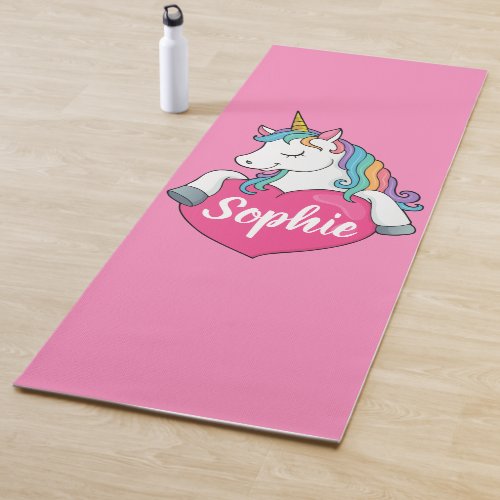 Custom Name Cute Unicorn Yoga Mat
