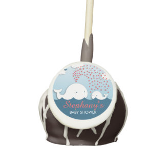 Custom Name Cute Whales Baby Shower Cake Pop