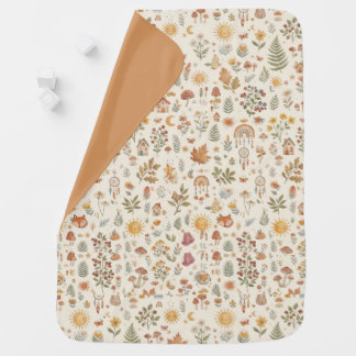 Custom Name Cute Woodland Fox Nursery Sun Rainbow Baby Blanket