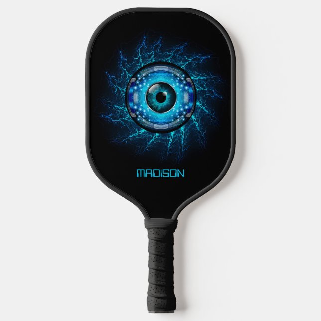 Custom Name Cyber Circuit Eye Pickleball Paddle (Front)