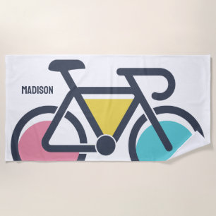 Custom Name Cycling Beach Towel