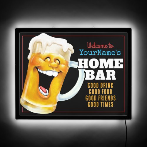 CUSTOM NAME Dads Home Bar Craft Beer Lover LED Sign