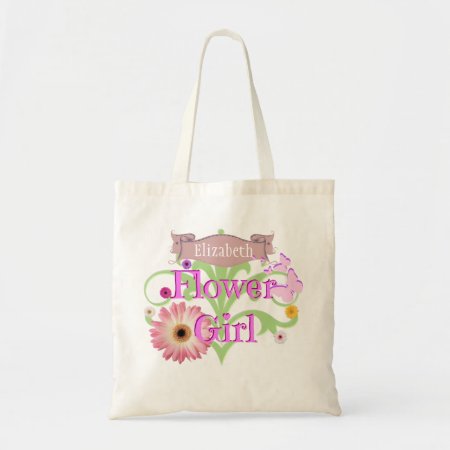 Custom Name Daisy Flower Girl Tote Bag