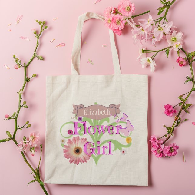 Custom Name Daisy Flower Girl Tote Bag (Creator Uploaded)
