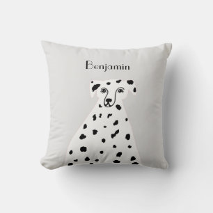 Custom Name Dalmatian Dog Abstract Art Grey Throw Pillow
