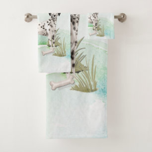 Custom Name Dalmatian Pet Dog Bath Towel Set